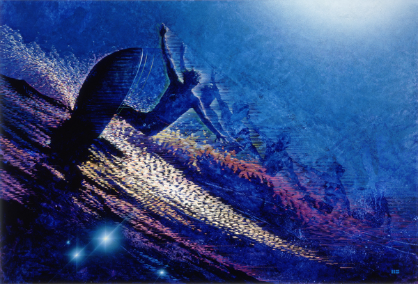 GLIDEPATH surfing painting by Mark Smollin