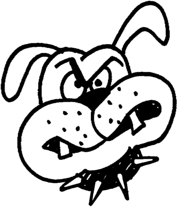 Mad Dog, black and white logo illustration by Michael Smollin