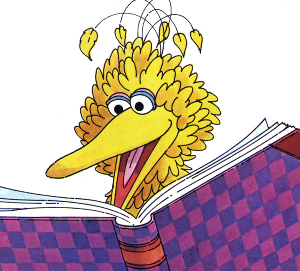 Big Bird Reads in the 1982 Sesame Street Storytime Calendar illustrated by Michael Smollin