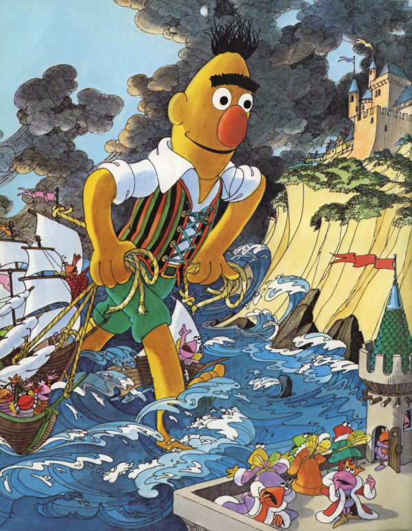 Bert as Gulliver from the 1982 Sesame Street Storytime Calendar illustrated by Michael Smollin