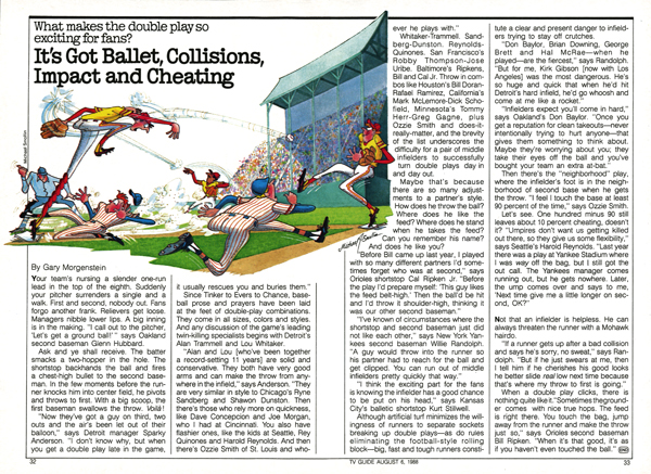 Double Play baseball illustration for TV Guide by Michael Smollin