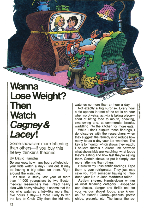 Wanna Lose Weight Then Watch Cagney & Lacy television illustration by Michael Smollin