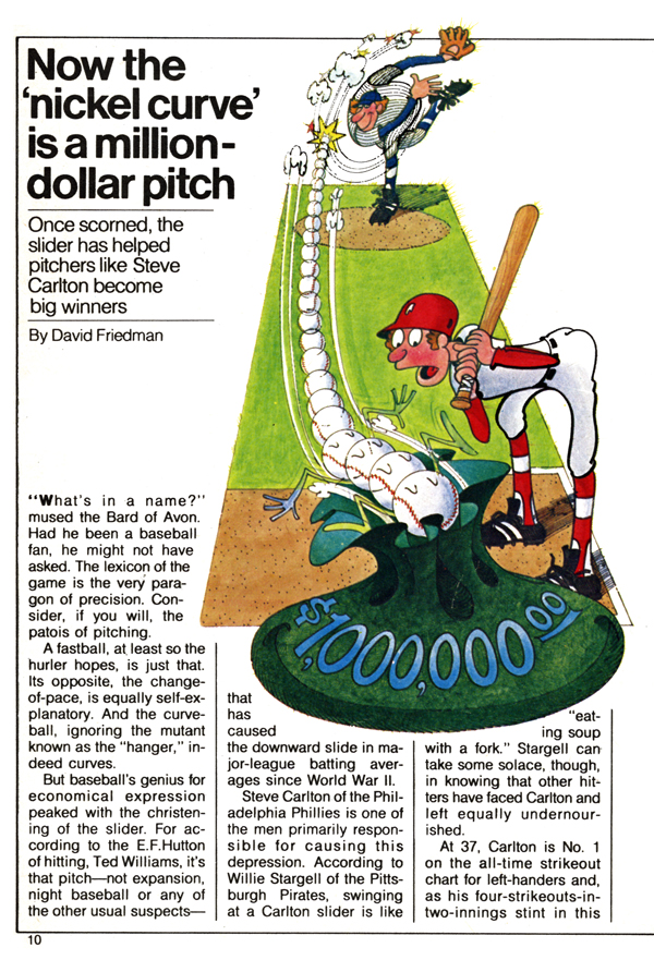 Now The Nickle Curve basball illustration by Michael Smollin