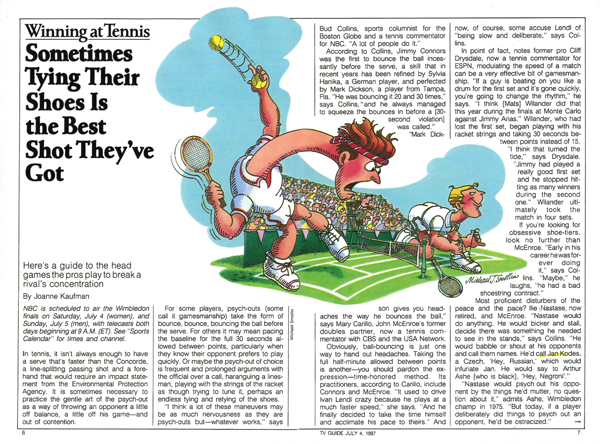 Winning At Tennis, TV Guide illustration by Michael Smollin