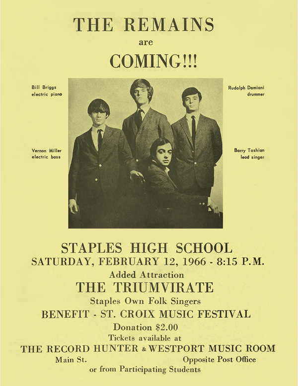 Advance Poster For The Remains 1966 Concert At Staples High School