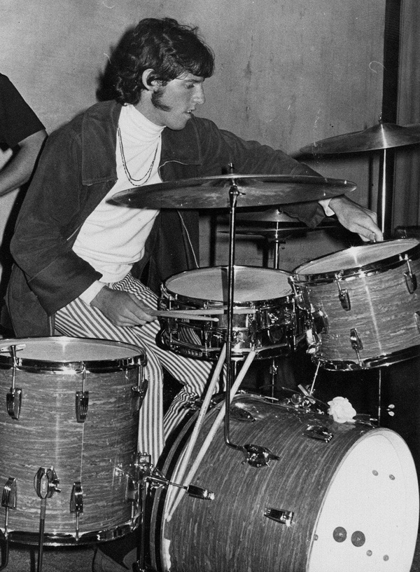 The Doors John Densmore tunes up backstage. Photo © Lynn R Dick September 21 1967
