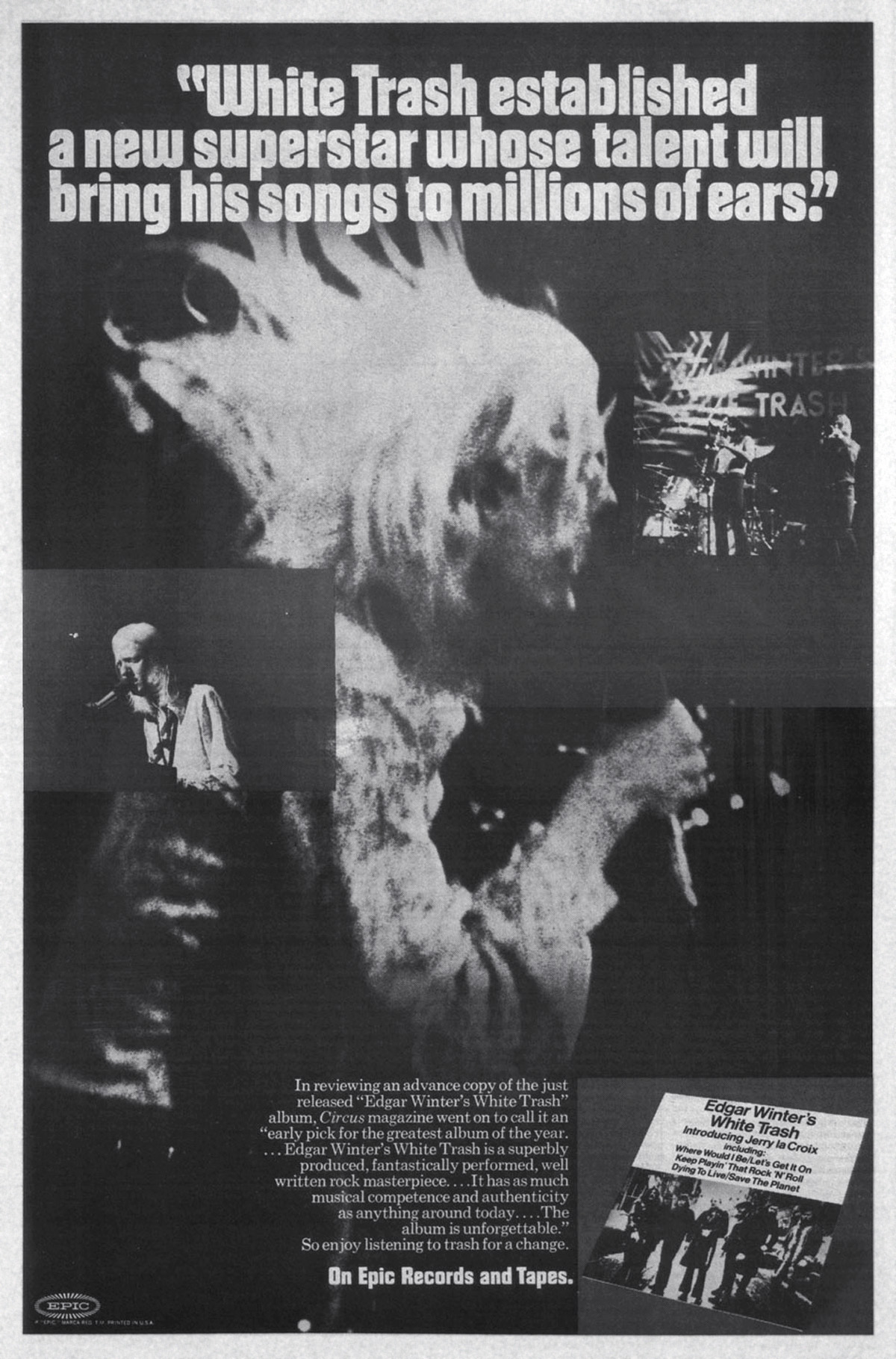 Edgar Winter White Trash Tour Poster 1971