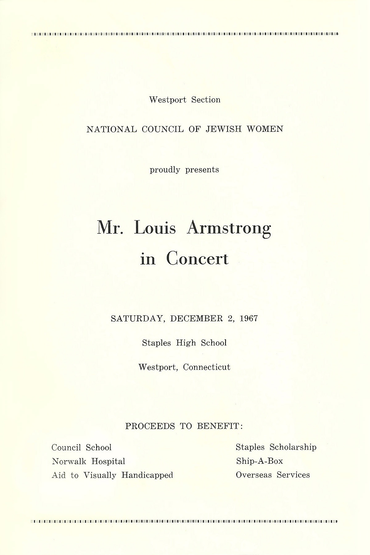 Concert Program For Louis Armstrong, December 2 1967 Page 3