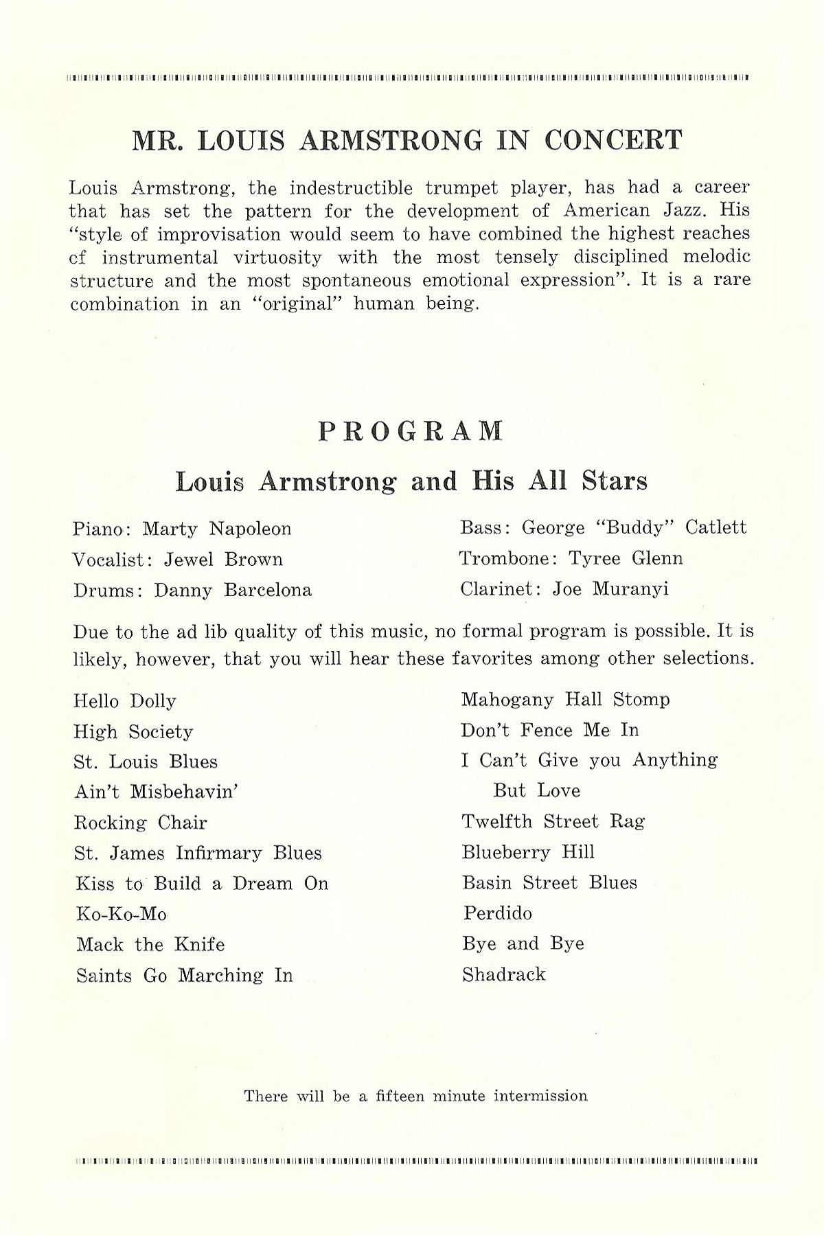 Concert Program For Louis Armstrong, December 2 1967 Page 4